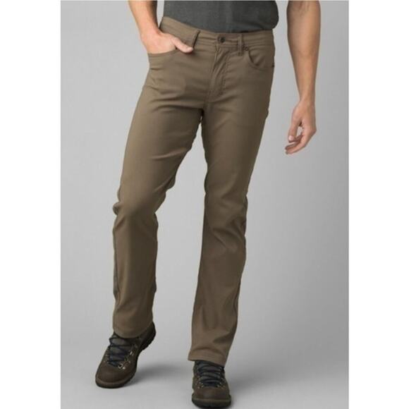 Prana Pants Mens 36x30 Slim Fit Brown Brion Pant Stretch Hiking Camp Outdoors - Picture 1 of 10